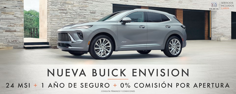 Estrena ya tu nueva Buick Envision, SUV mediana premium, y aprovecha nuestros exclusivos beneficios: 24 MSI, 1 año de seguro y 0% comisión por apertura